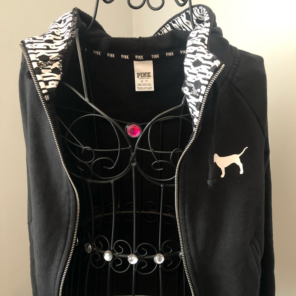 PINK Black Zip-Up